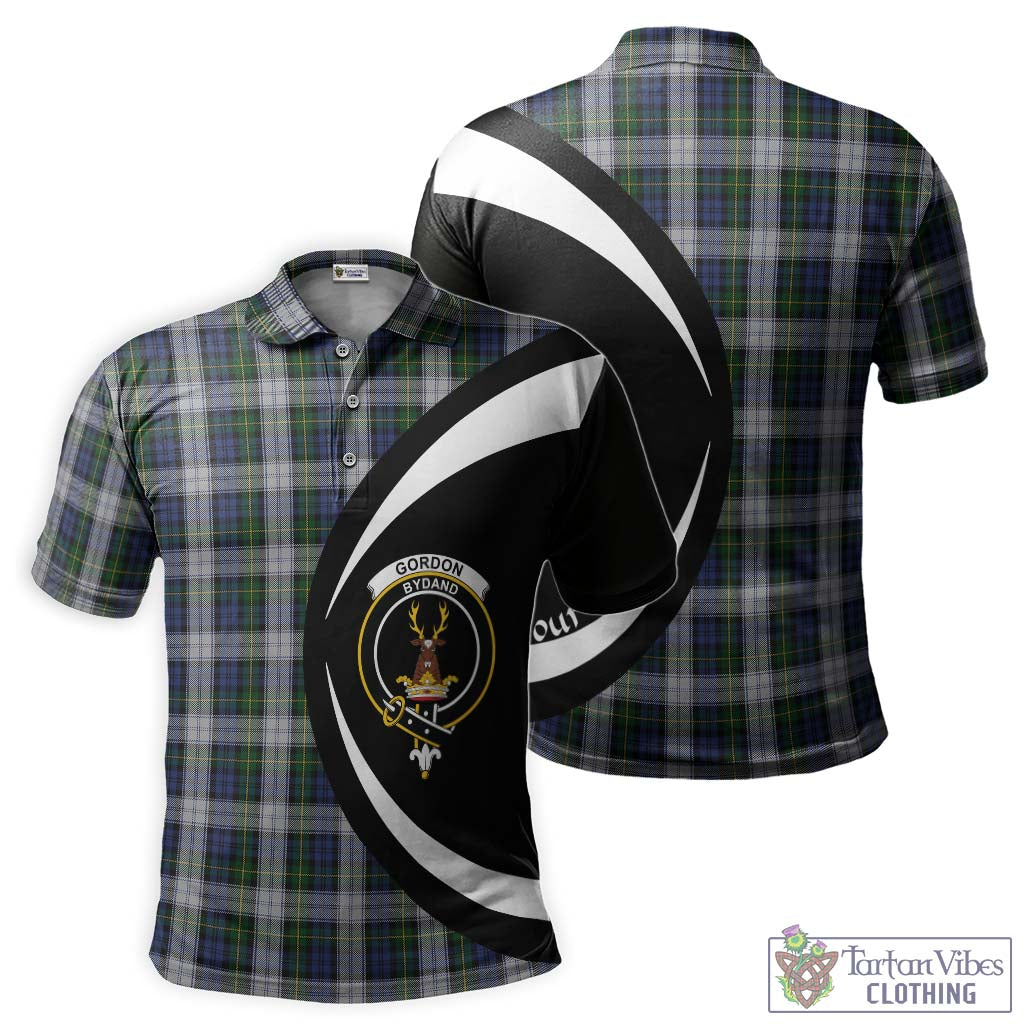 Tartan Vibes Clothing Gordon Dress Tartan Men's Polo Shirt with Family Crest Circle Style