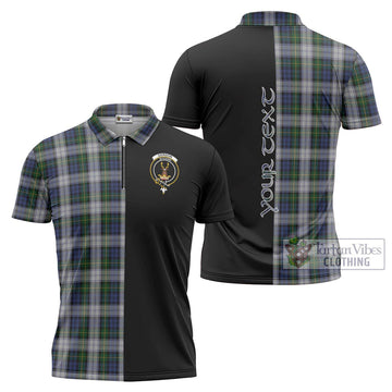 Gordon Dress Tartan Zipper Polo Shirt with Family Crest and Half Of Me Style