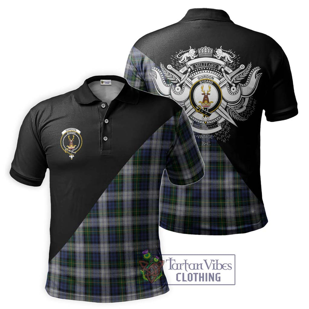 Gordon Dress Tartan Polo Shirt with Family Crest and Military Logo Style Kid - Tartanvibesclothing Shop