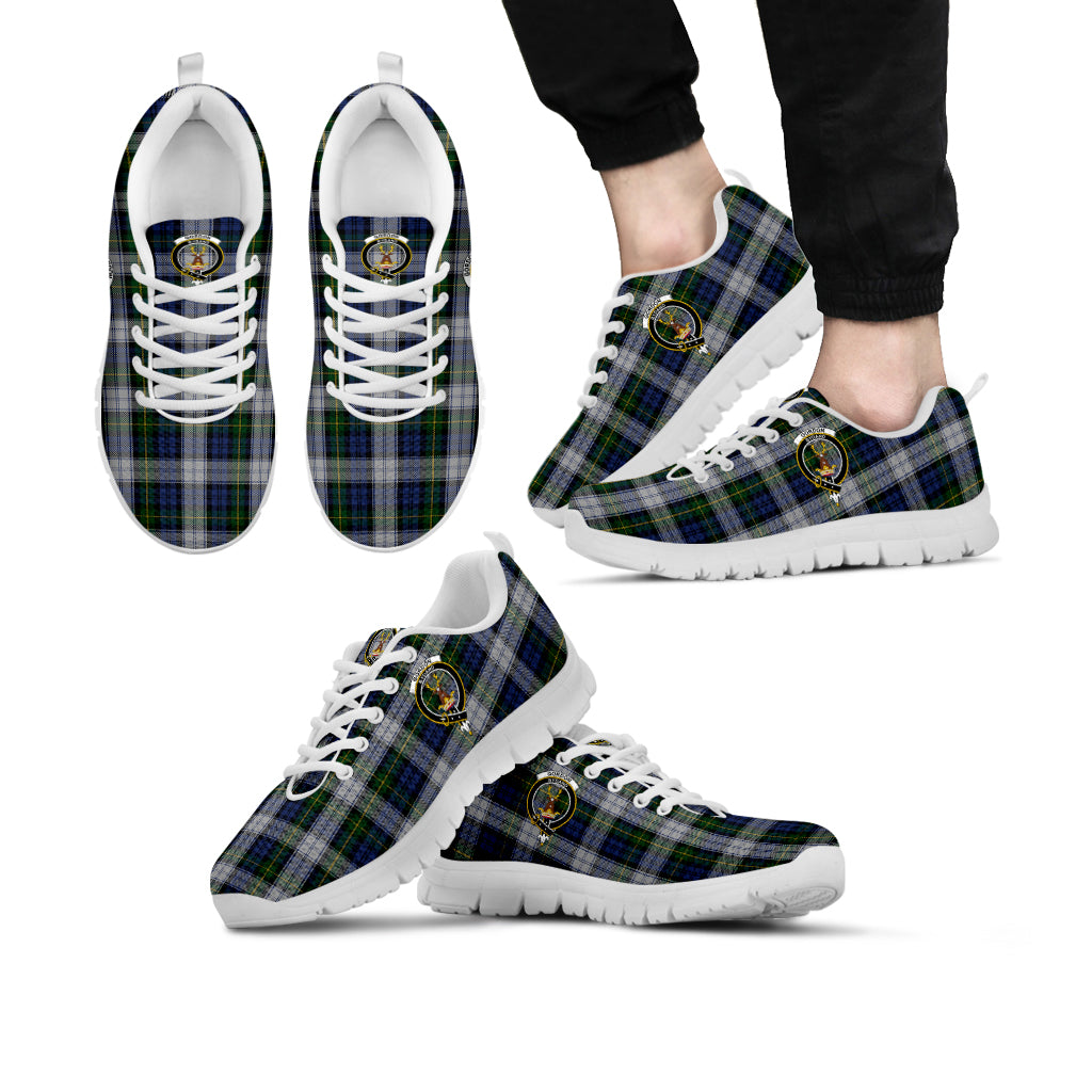 Gordon Dress Tartan Sneakers with Family Crest Kid's Sneakers - Tartan Vibes Clothing