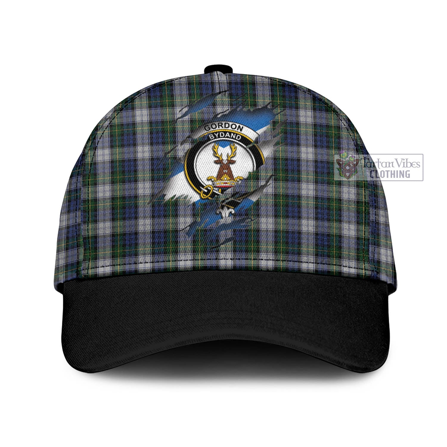 Tartan Vibes Clothing Gordon Dress Tartan Classic Cap with Family Crest In Me Style