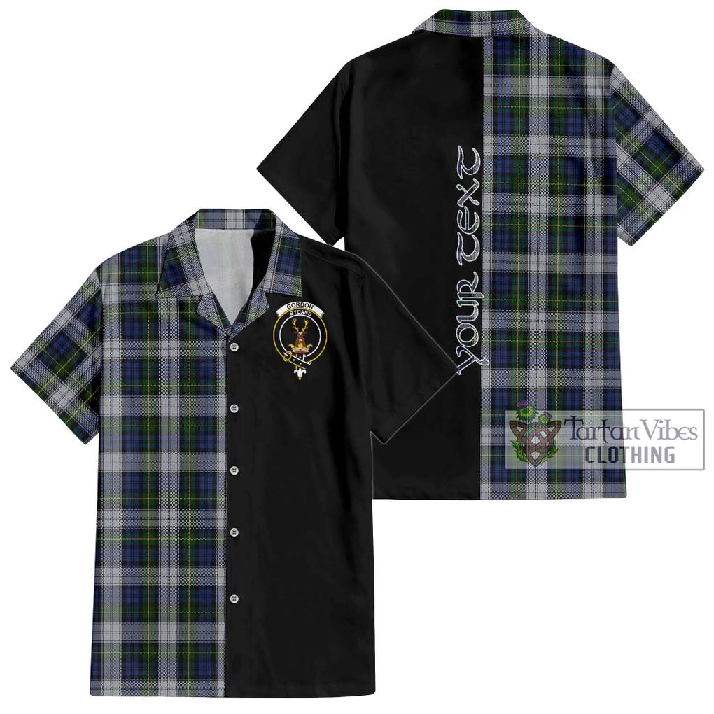 Gordon Dress Tartan Short Sleeve Button Shirt with Family Crest and Half Of Me Style Kid - Tartanvibesclothing Shop