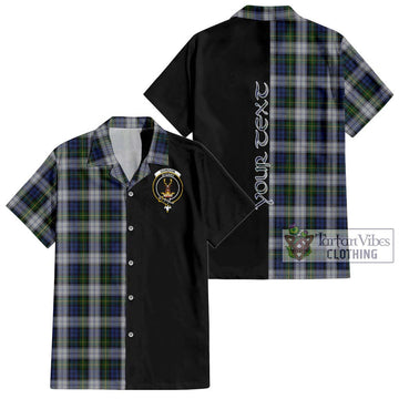 Gordon Dress Tartan Short Sleeve Button Shirt with Family Crest and Half Of Me Style