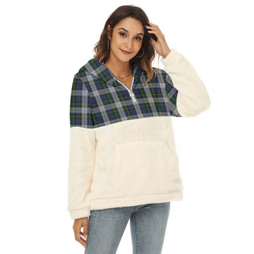 Gordon Dress Tartan Women's Borg Fleece Hoodie With Half Zip