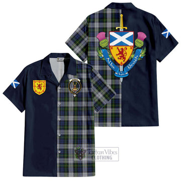 Gordon Dress Tartan Short Sleeve Button Shirt Alba with Scottish Lion Royal Arm Half Style