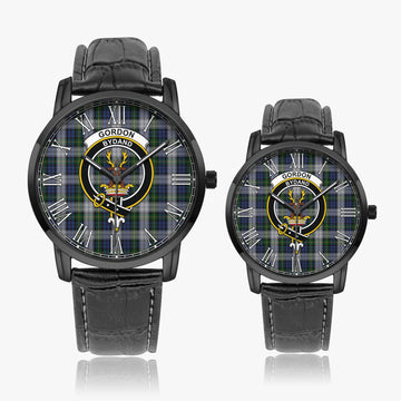 Gordon Dress Tartan Family Crest Leather Strap Quartz Watch