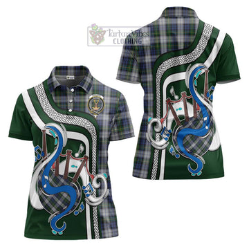 Gordon Dress Tartan Women's Polo Shirt with Epic Bagpipe Style