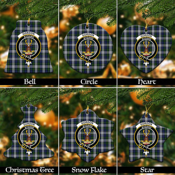 Gordon Dress Tartan Christmas Ceramic Ornaments with Family Crest