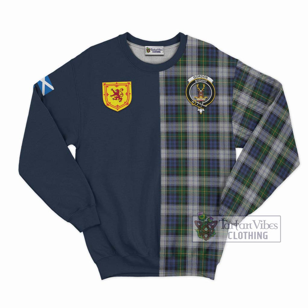 Tartan Vibes Clothing Gordon Dress Tartan Sweatshirt with Scottish Lion Royal Arm Half Style