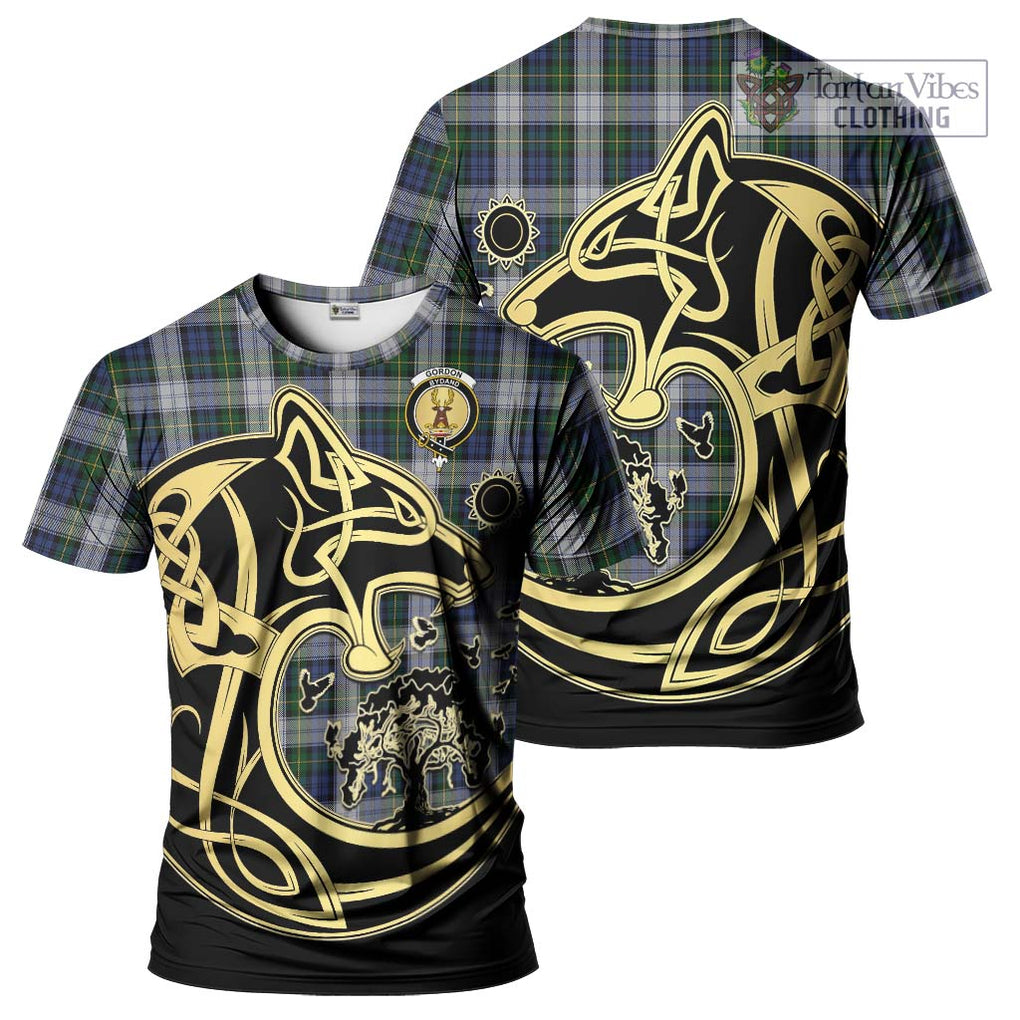 Gordon Dress Tartan T-Shirt with Family Crest Celtic Wolf Style Kid's Shirt - Tartan Vibes Clothing