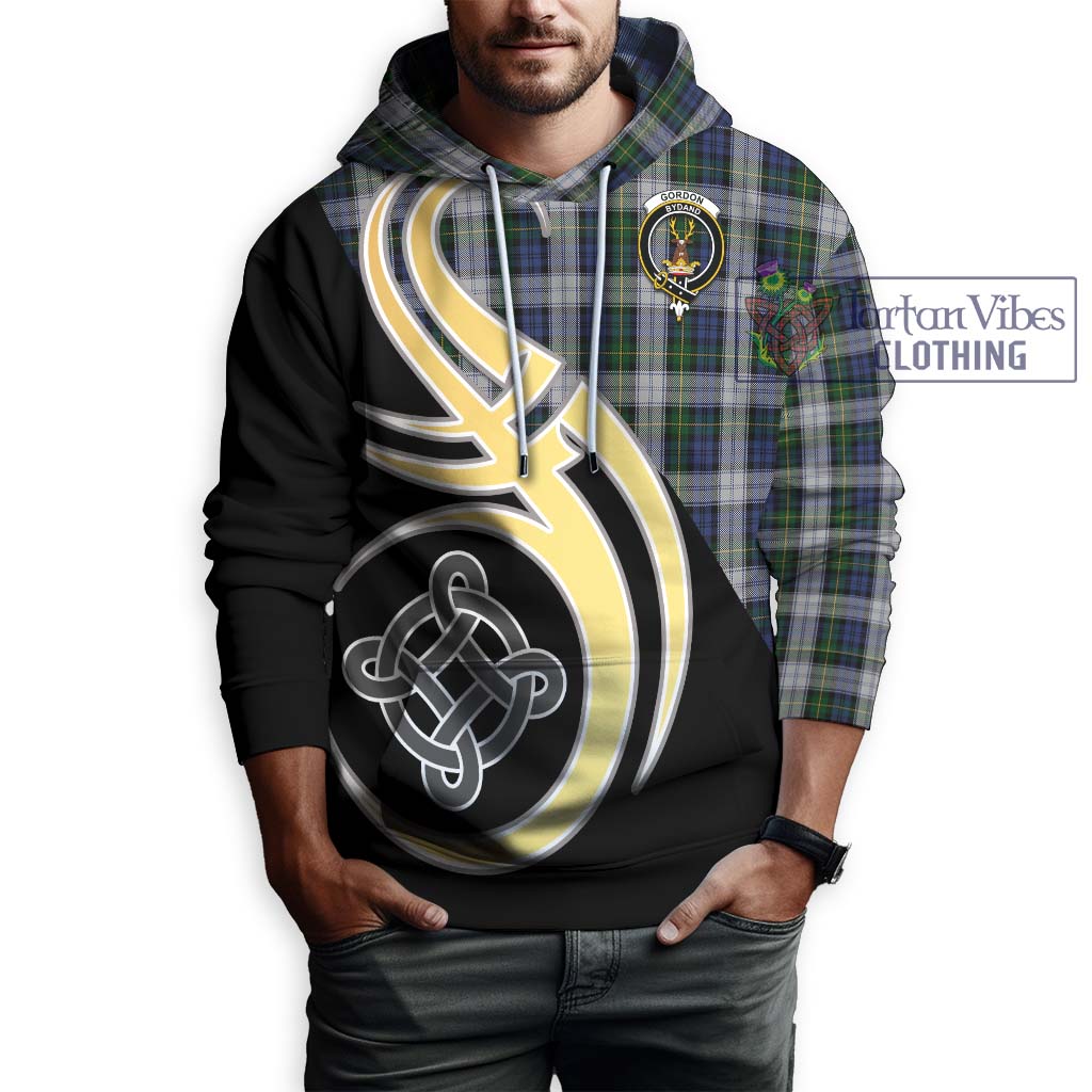 Gordon Dress Tartan Hoodie with Family Crest and Celtic Symbol Style Zip Hoodie - Tartan Vibes Clothing