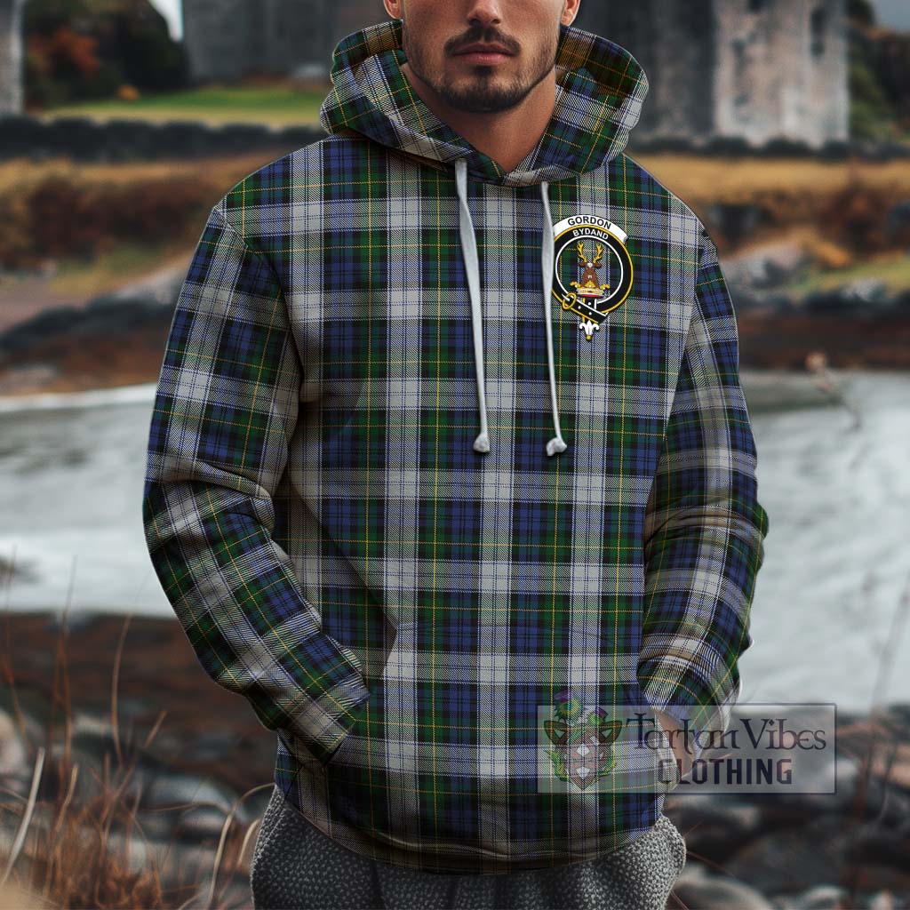 Tartan Vibes Clothing Gordon Dress Tartan Cotton Hoodie with Family Crest