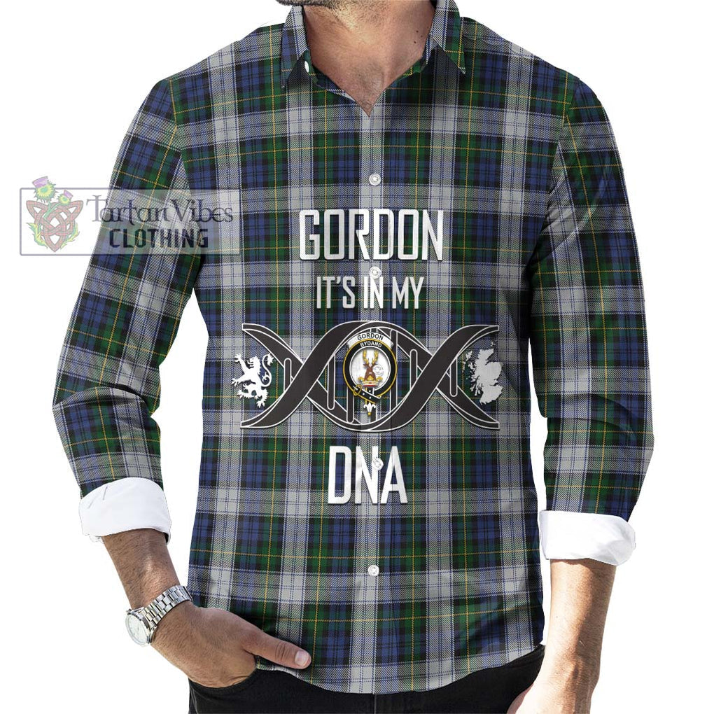 Gordon Dress Tartan Long Sleeve Button Shirt with Family Crest DNA In Me Style Men's Shirt S - Tartanvibesclothing Shop