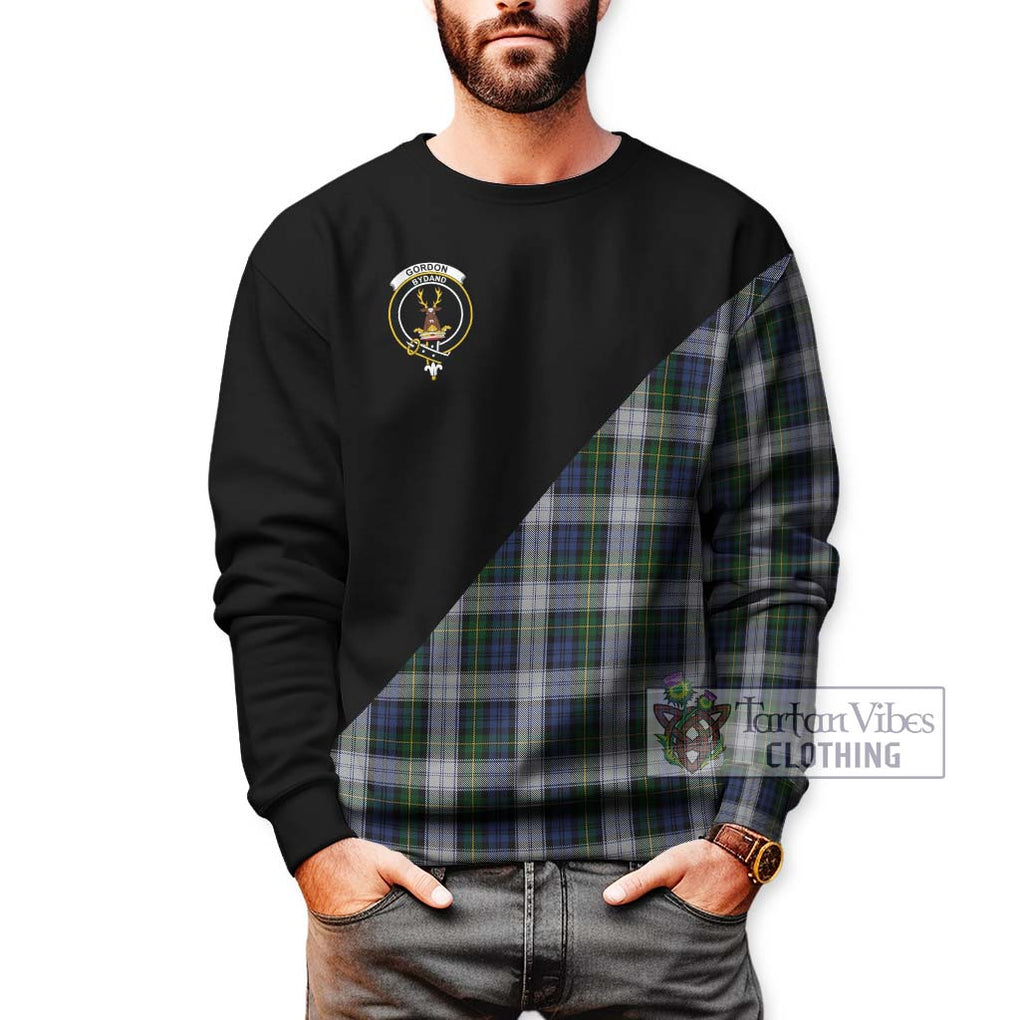 Gordon Dress Tartan Sweatshirt with Family Crest and Military Logo Style Unisex - Tartanvibesclothing Shop