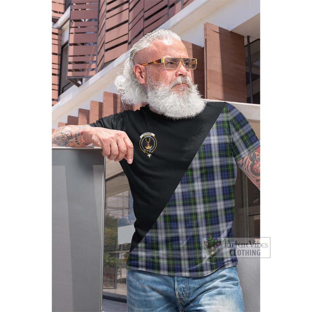 Tartan Vibes Clothing Gordon Dress Tartan Cotton T-shirt with Family Crest and Military Logo Style