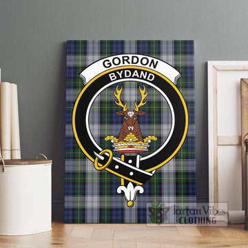 Gordon Dress Tartan Canvas Print Wall Art with Family Crest