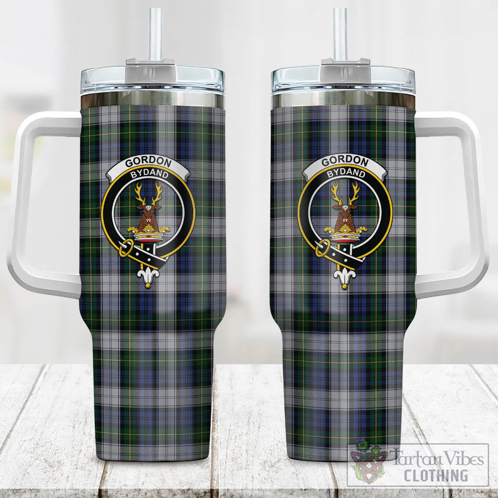 Tartan Vibes Clothing Gordon Dress Tartan and Family Crest Tumbler with Handle