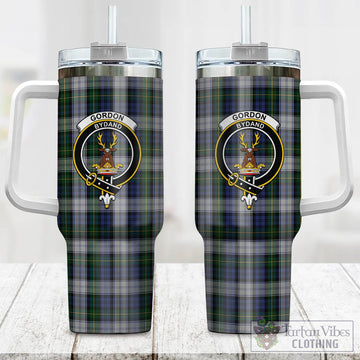 Gordon Dress Tartan and Family Crest Tumbler with Handle