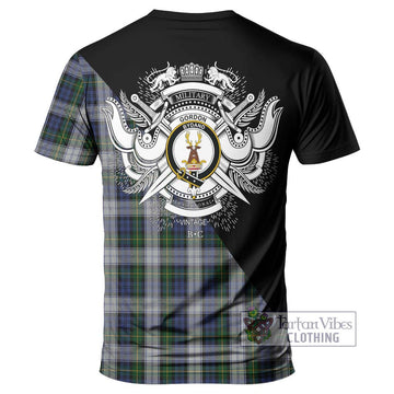 Gordon Dress Tartan T-Shirt with Family Crest and Military Logo Style