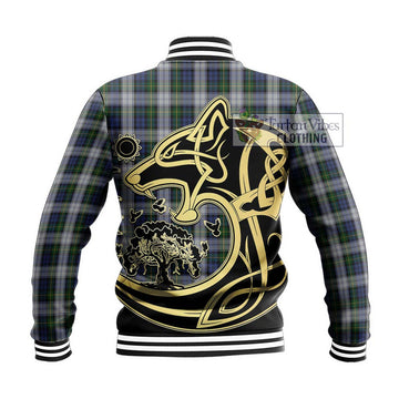 Gordon Dress Tartan Baseball Jacket with Family Crest Celtic Wolf Style