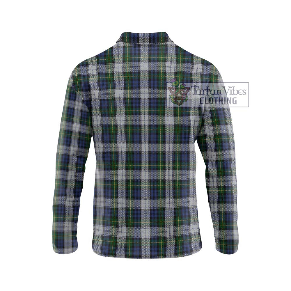 Gordon Dress Tartan Long Sleeve Polo Shirt with Family Crest DNA In Me Style - Tartanvibesclothing Shop