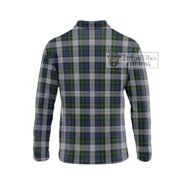 Gordon Dress Tartan Long Sleeve Polo Shirt with Family Crest DNA In Me Style