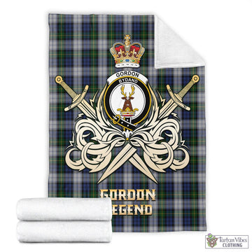 Gordon Dress Tartan Blanket with Clan Crest and the Golden Sword of Courageous Legacy