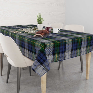 Gordon Dress Tartan Tablecloth with Clan Crest and the Golden Sword of Courageous Legacy