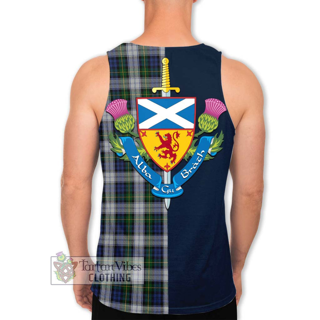 Tartan Vibes Clothing Gordon Dress Tartan Men's Tank Top with Scottish Lion Royal Arm Half Style