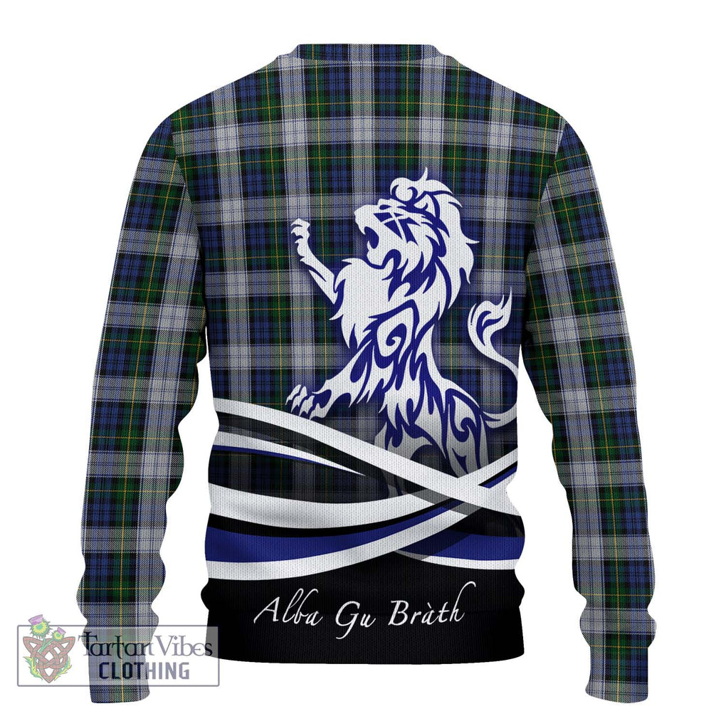 Gordon Dress Tartan Knitted Sweater with Alba Gu Brath Regal Lion Emblem - Tartanvibesclothing Shop