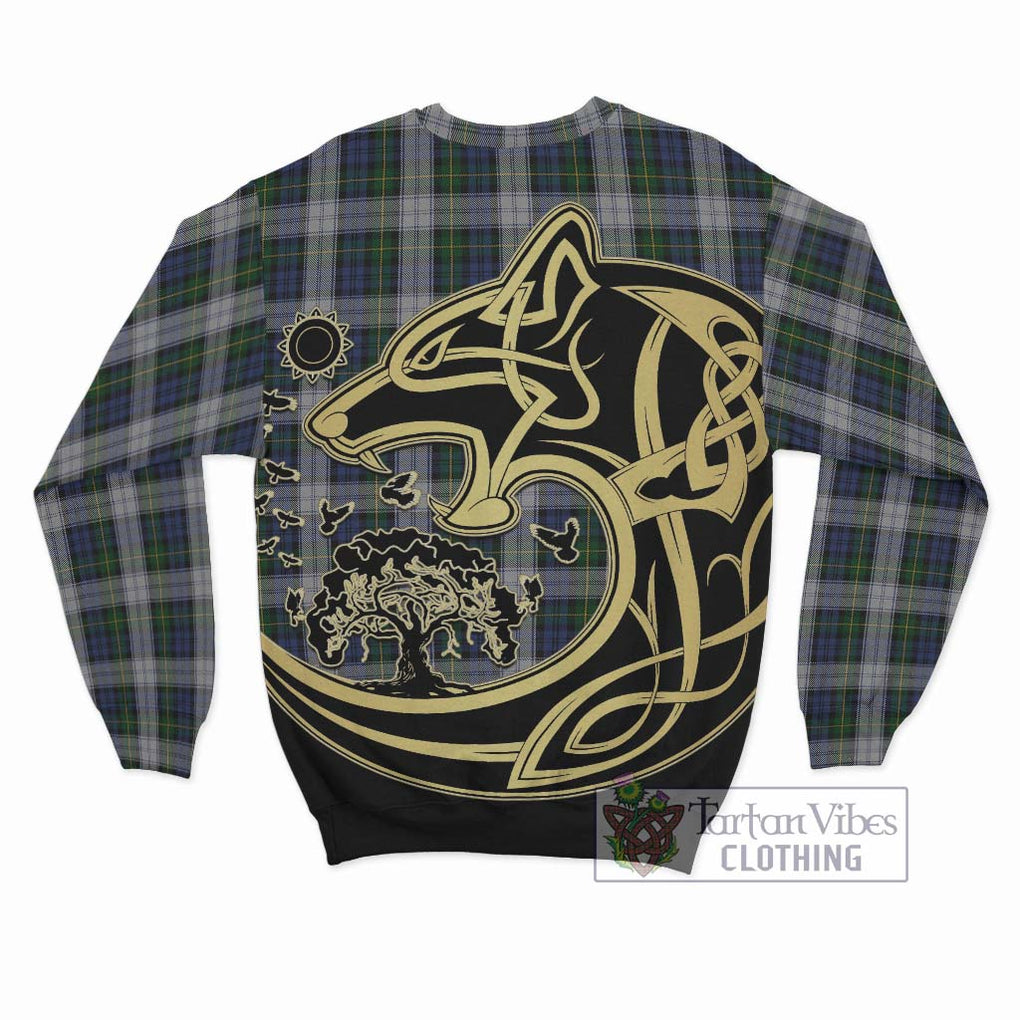 Gordon Dress Tartan Sweatshirt with Family Crest Celtic Wolf Style - Tartan Vibes Clothing