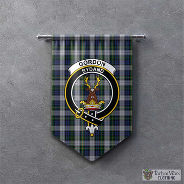 Gordon Dress Tartan Gonfalon, Tartan Banner with Family Crest