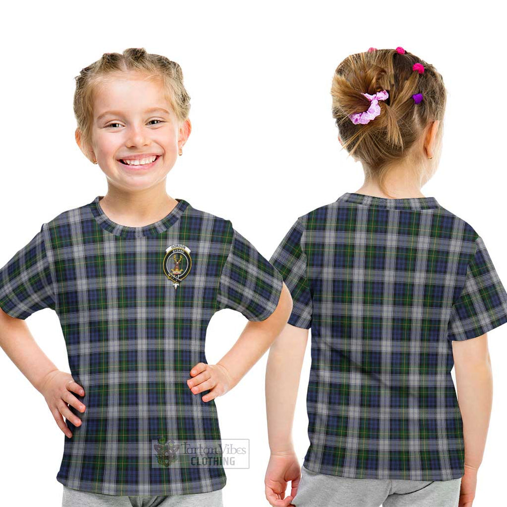 Gordon Dress Tartan Kid T-Shirt with Family Crest - Tartanvibesclothing Shop