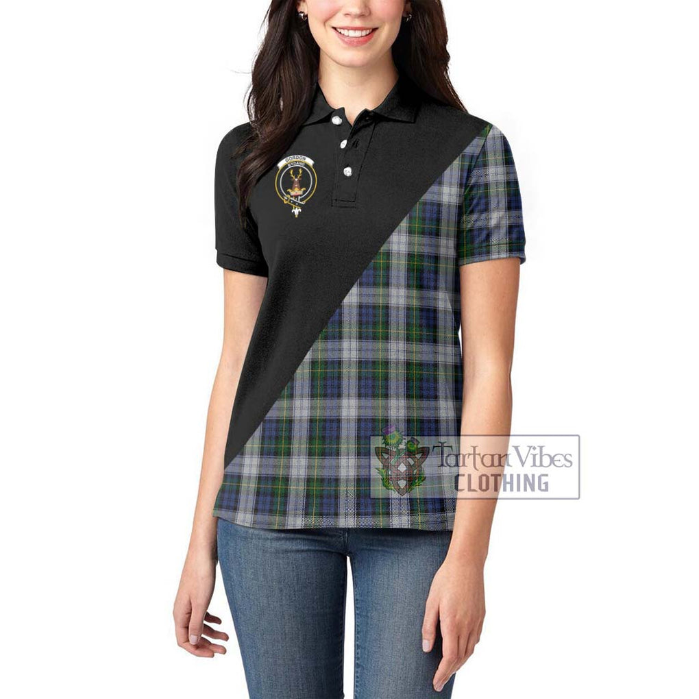 Gordon Dress Tartan Women's Polo Shirt with Family Crest and Military Logo Style - Tartanvibesclothing Shop