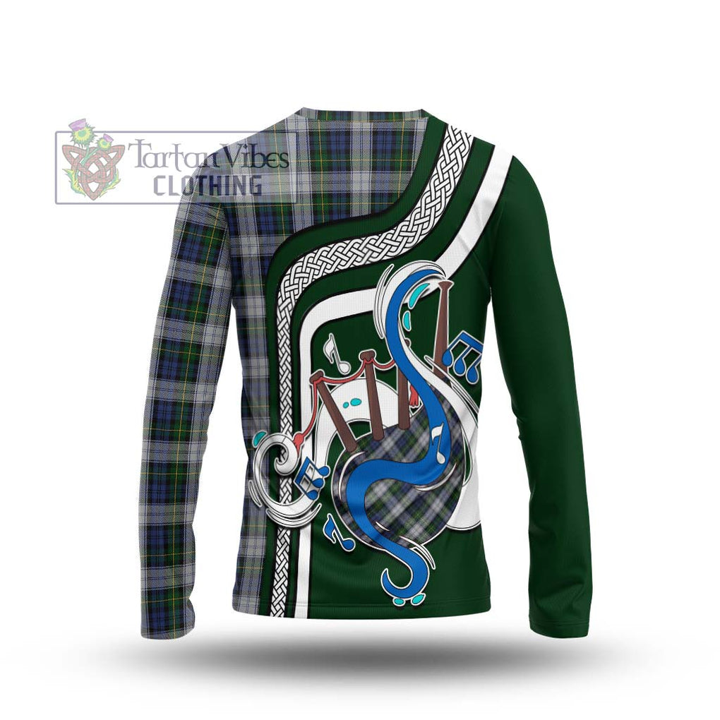 Tartan Vibes Clothing Gordon Dress Tartan Long Sleeve T-Shirt with Epic Bagpipe Style