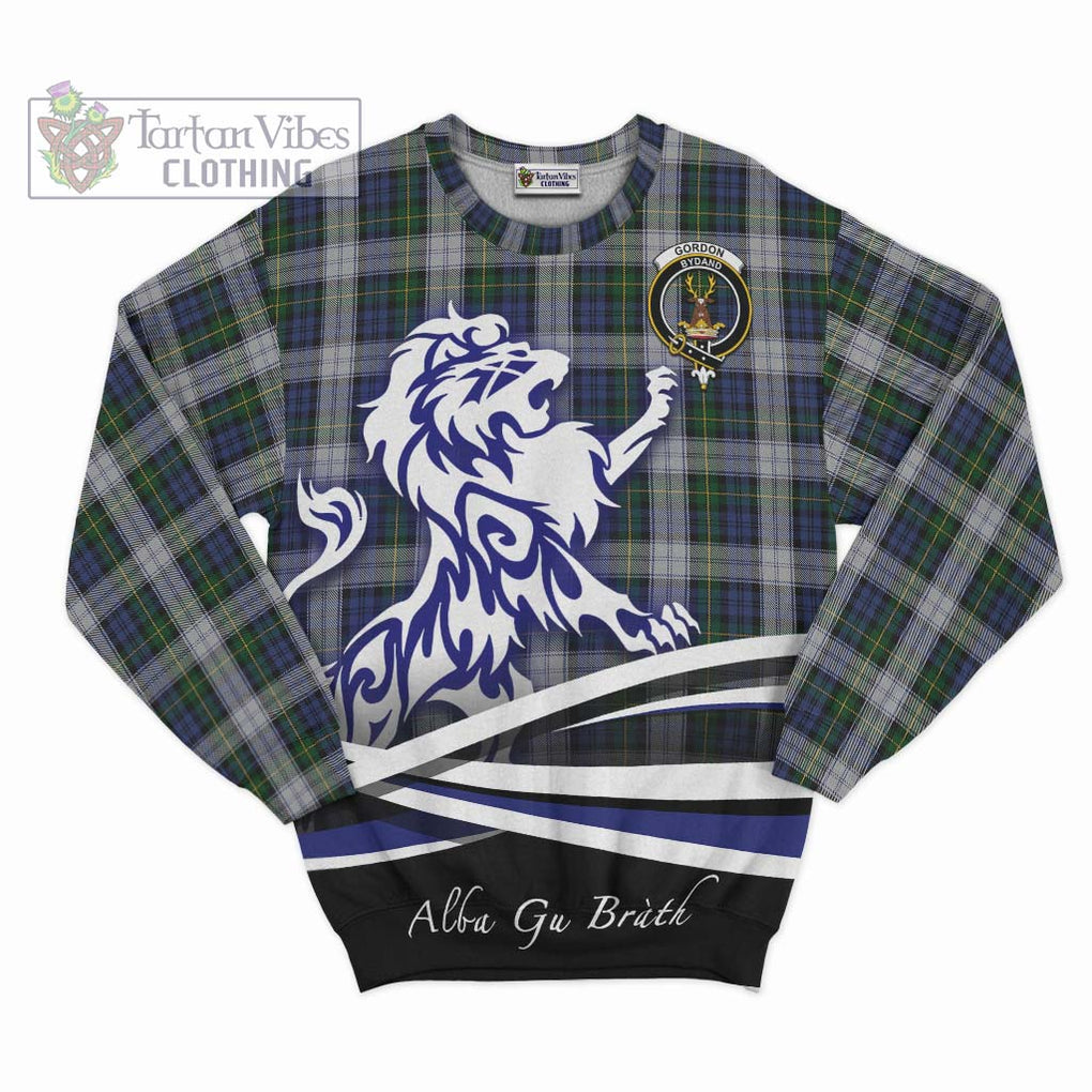 Gordon Dress Tartan Sweatshirt with Alba Gu Brath Regal Lion Emblem - Tartanvibesclothing Shop