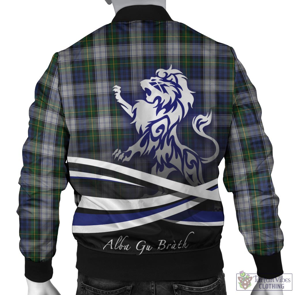 Tartan Vibes Clothing Gordon Dress Tartan Bomber Jacket with Alba Gu Brath Regal Lion Emblem