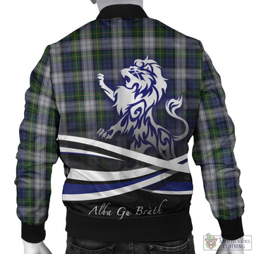 Gordon Dress Tartan Bomber Jacket with Alba Gu Brath Regal Lion Emblem