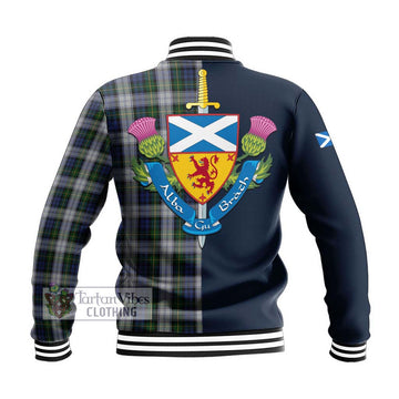 Gordon Dress Tartan Baseball Jacket Alba with Scottish Lion Royal Arm Half Style