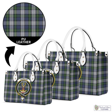 Gordon Dress Tartan Luxury Leather Handbags with Family Crest