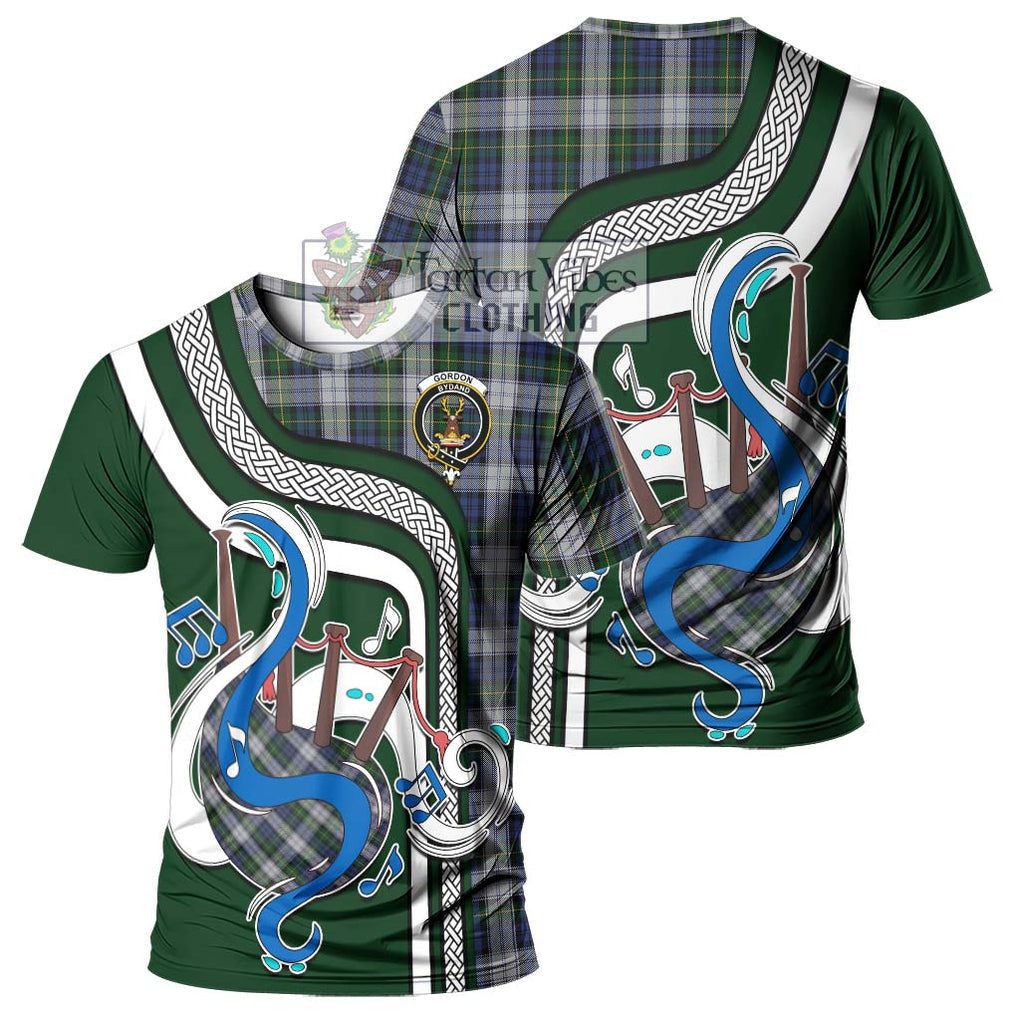 Gordon Dress Tartan T-Shirt with Epic Bagpipe Style - Tartanvibesclothing Shop