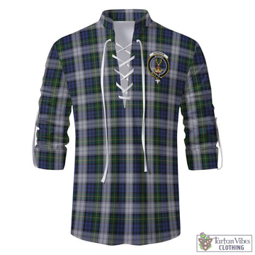 Gordon Dress Tartan Men's Scottish Traditional Jacobite Ghillie Kilt Shirt with Family Crest