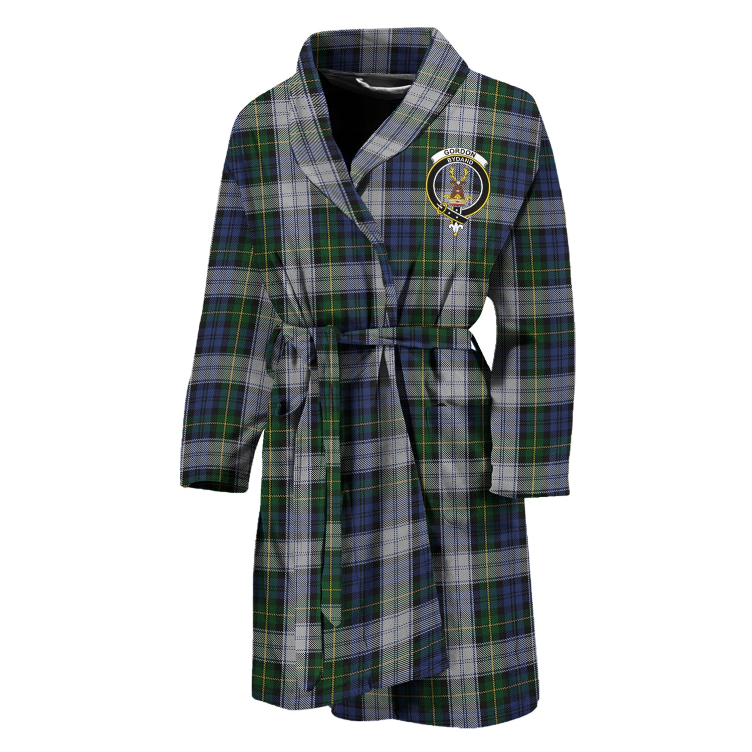 Gordon Dress Tartan Bathrobe with Family Crest Unisex M - Tartan Vibes Clothing