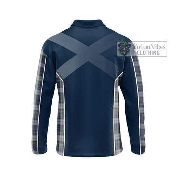 Gordon Dress Tartan Long Sleeve Polo Shirt with Family Crest and Lion Rampant Vibes Sport Style