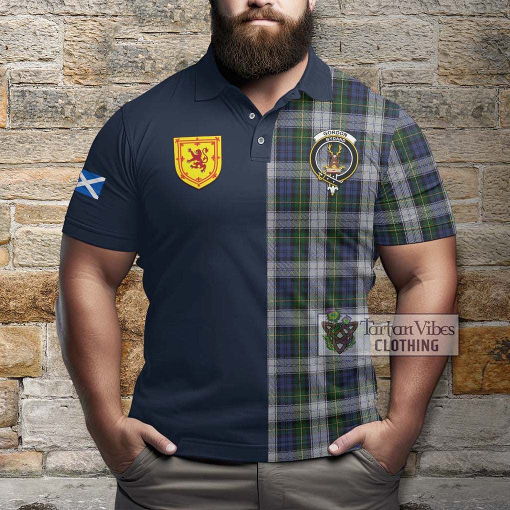 Tartan Vibes Clothing Gordon Dress Tartan Polo Shirt with Scottish Lion Royal Arm Half Style