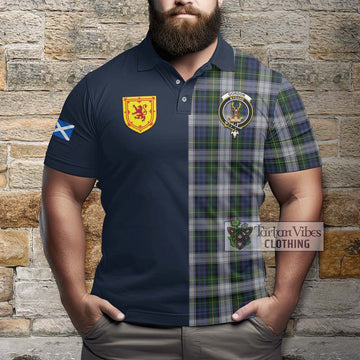 Gordon Dress Tartan Polo Shirt Alba with Scottish Lion Royal Arm Half Style