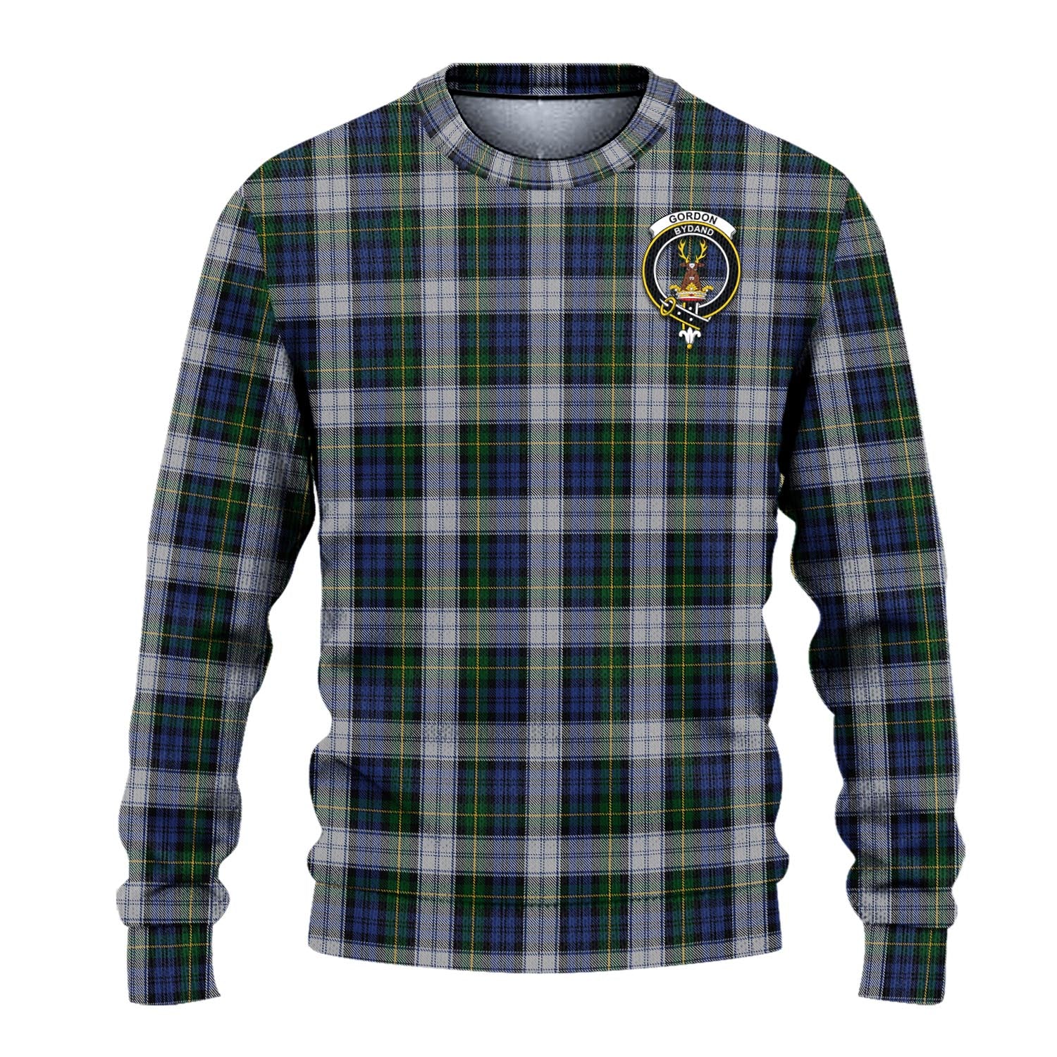 Gordon Dress Tartan Knitted Sweater with Family Crest - Tartanvibesclothing