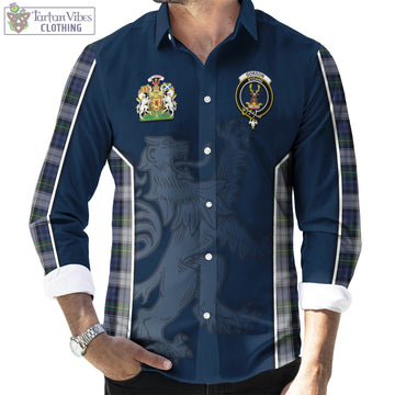 Gordon Dress Tartan Long Sleeve Button Up Shirt with Family Crest and Lion Rampant Vibes Sport Style