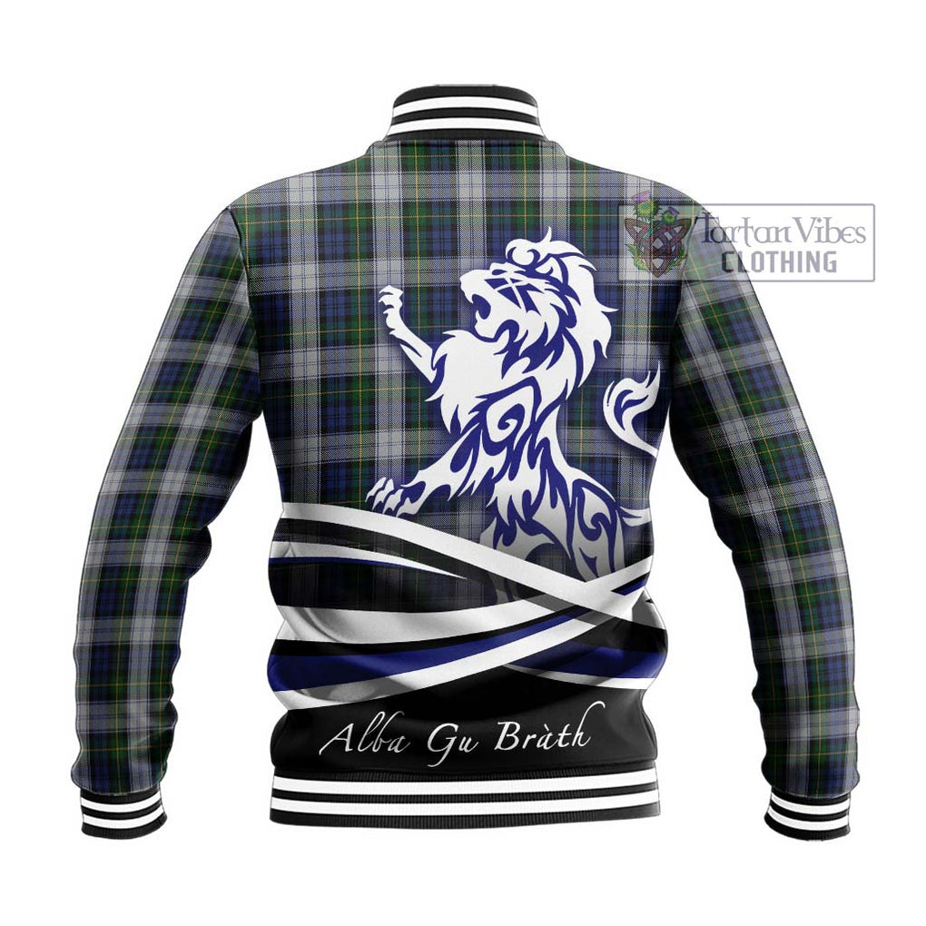 Gordon Dress Tartan Baseball Jacket with Alba Gu Brath Regal Lion Emblem - Tartanvibesclothing Shop