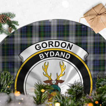 Gordon Dress Tartan Christmas Tree Skirt with Family Crest